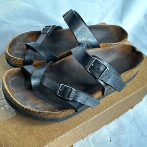 Birkenstock Black Leather Two-Strap Sandals